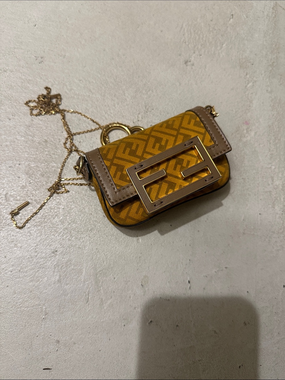 Fendi Yellow Mini Baguette with Gold Hardware